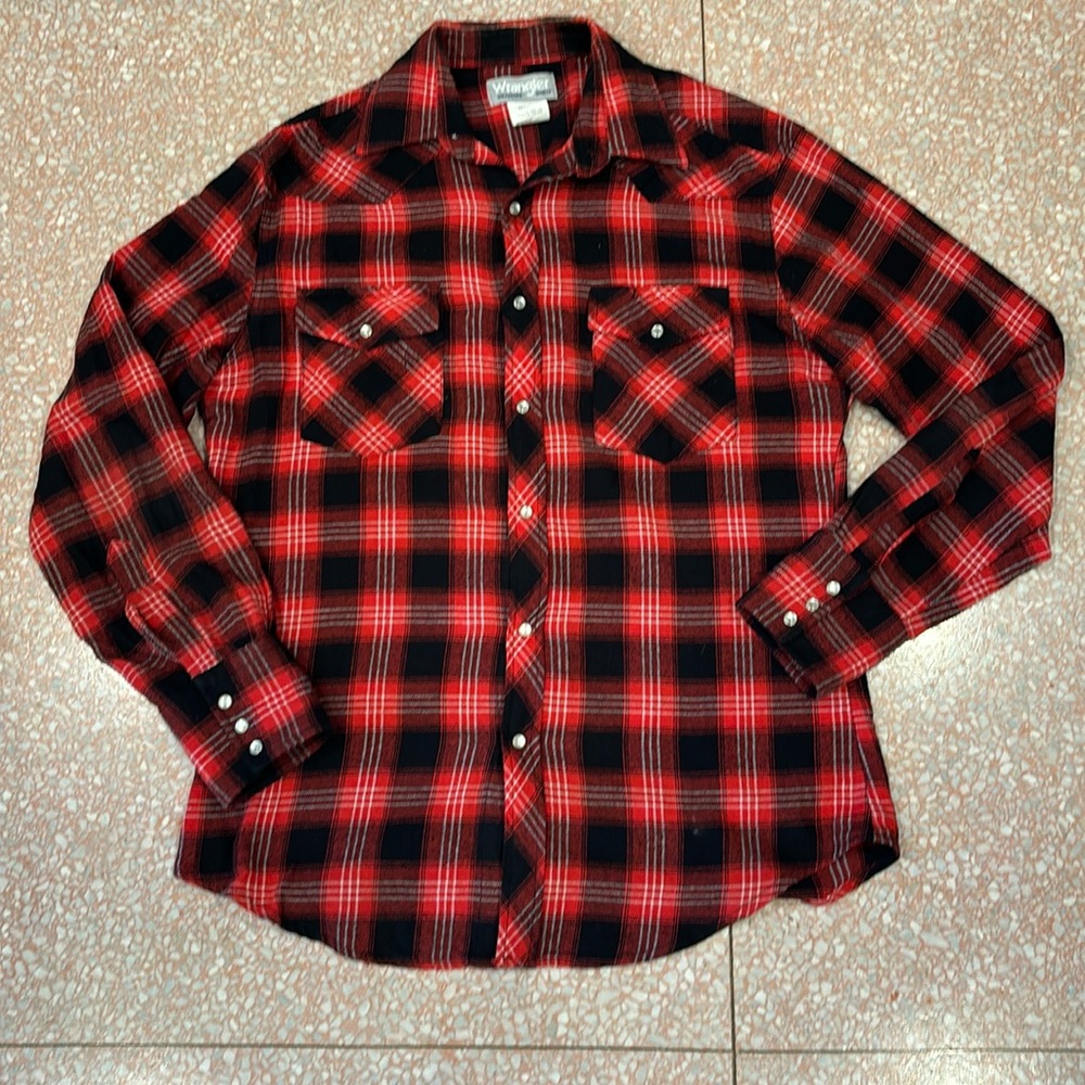 Vintage Wrangler Cotton Flannel Pearl Snaps medium Unisex Gender Neutral